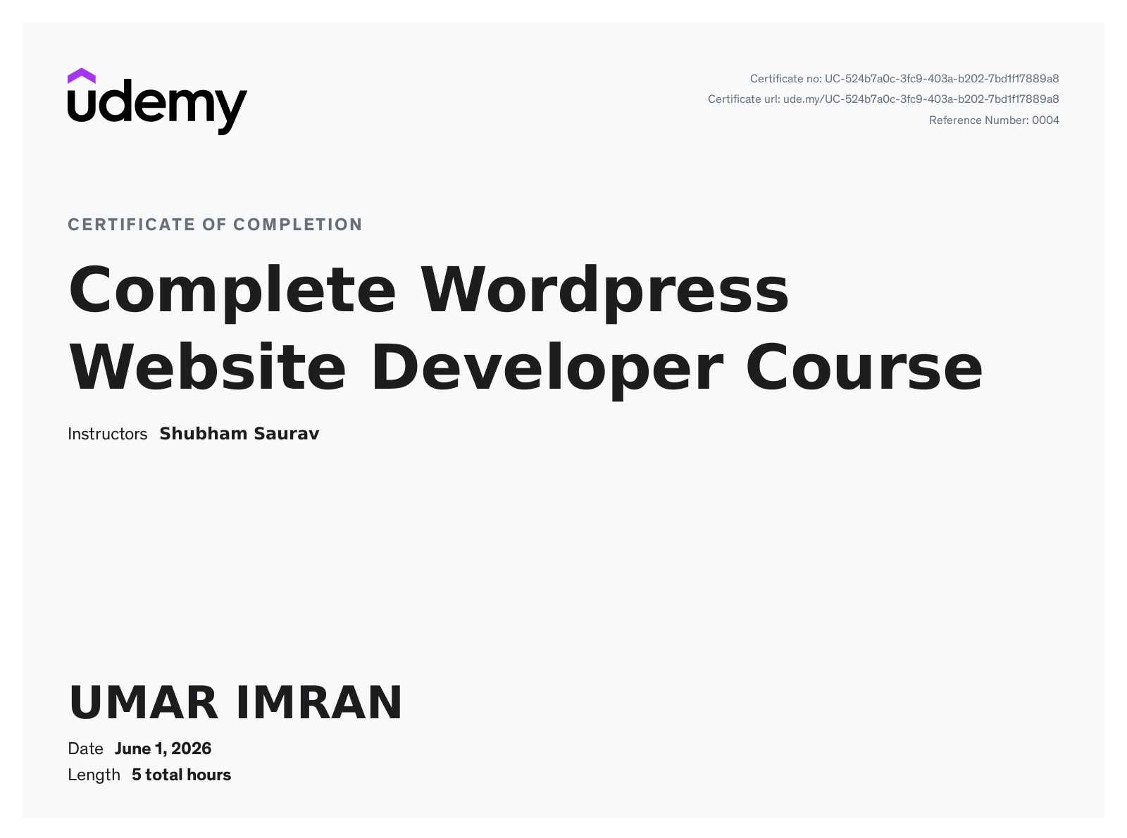 WordPress Development Certificate